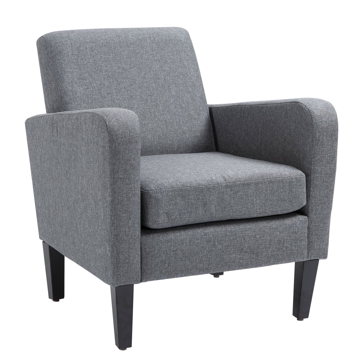 Notayo Grey Fabric Modern Accent Chair With Black Legs