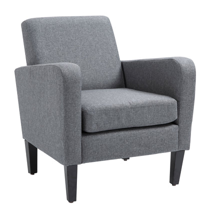 Notayo Grey Fabric Modern Accent Chair With Black Legs