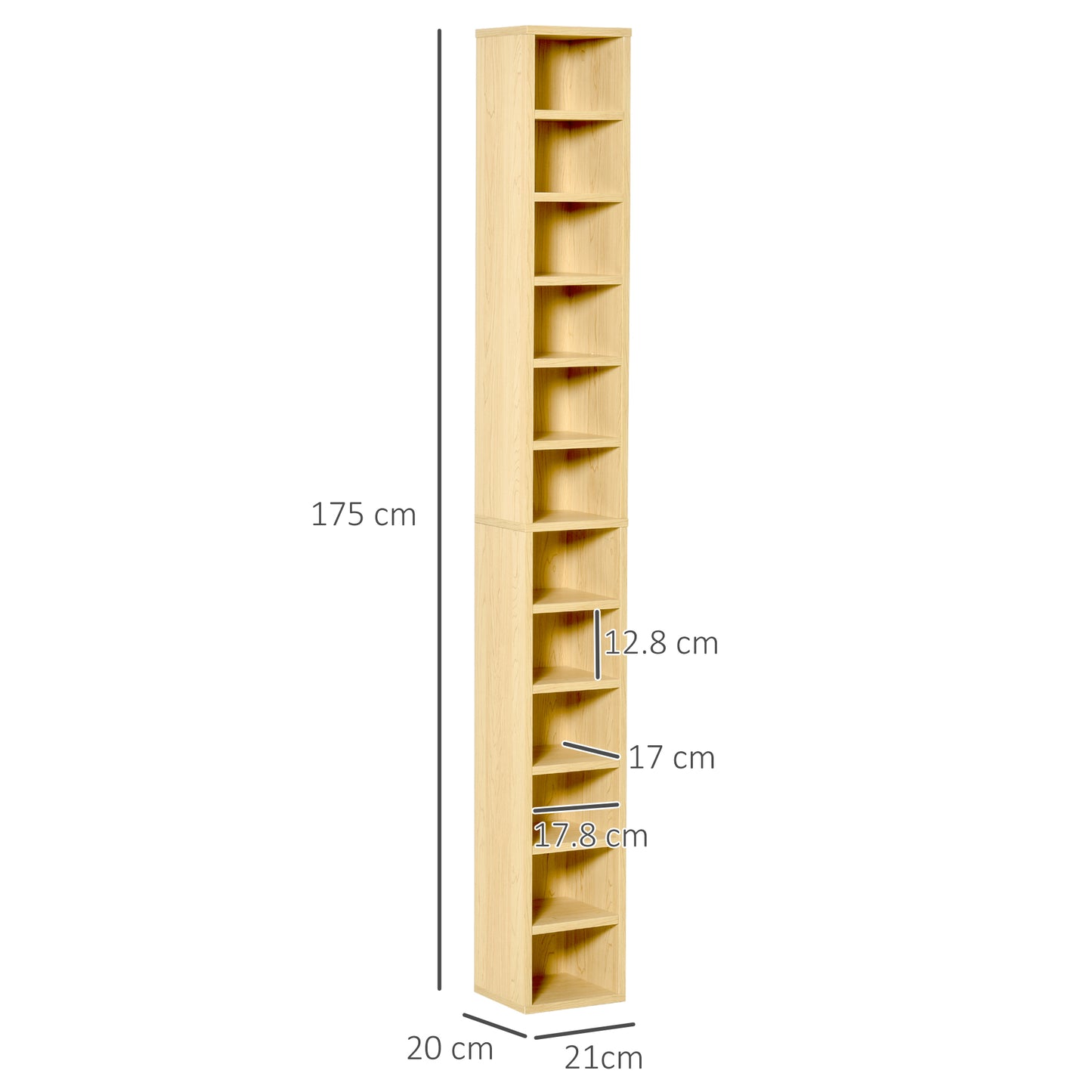 Yoel Wood Oak Tone Tall Narrow CD Storage Tower