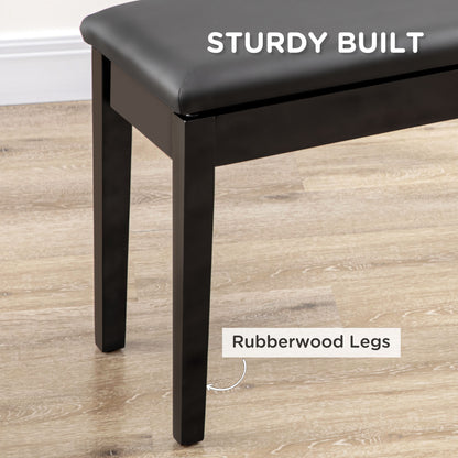 Ziyo Faux Leather Black Piano Bench With Padded Seat And Storage Compartment