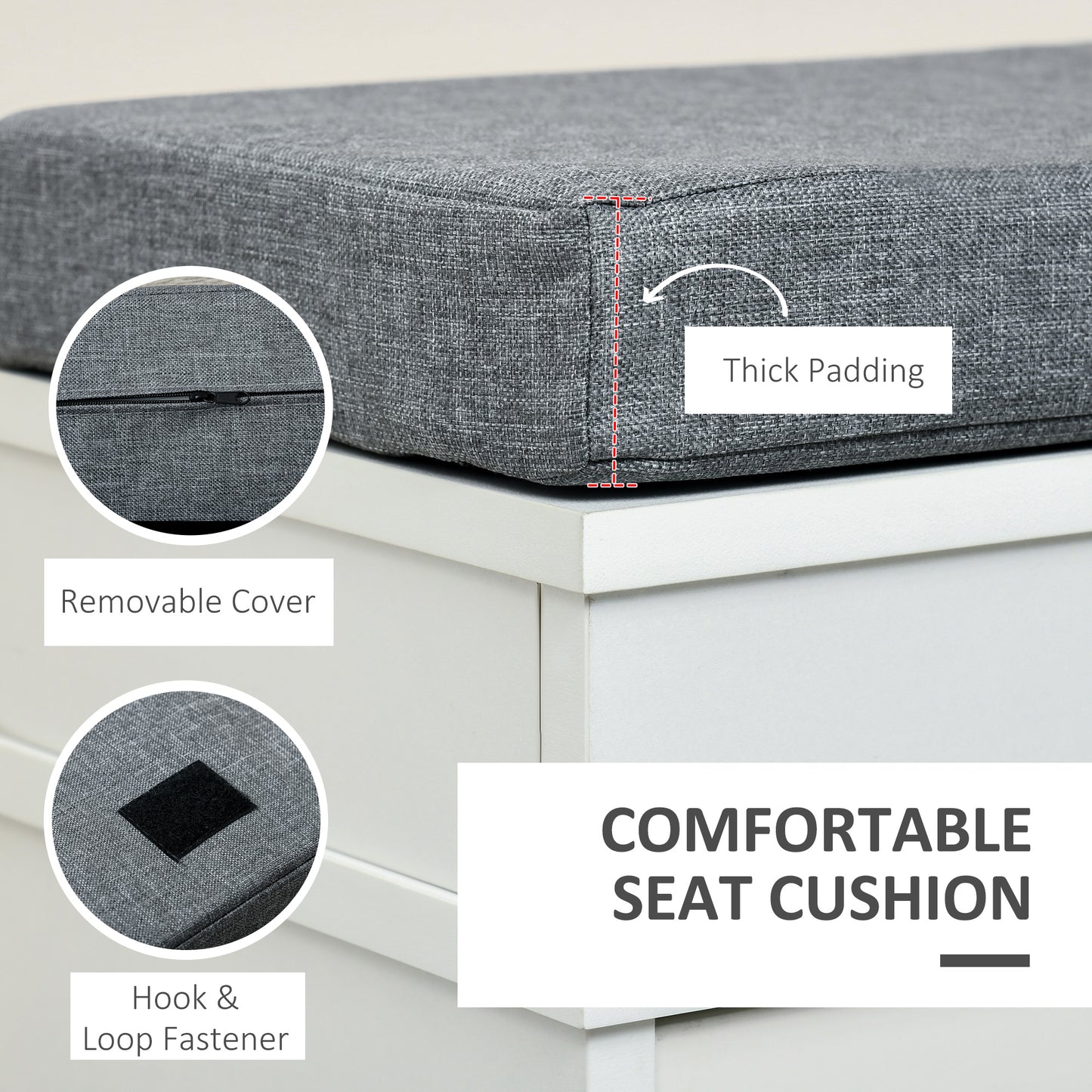 Nedola Wooden White Shoe Storage Bench With Cushioned Seat 2 Flip Drawers