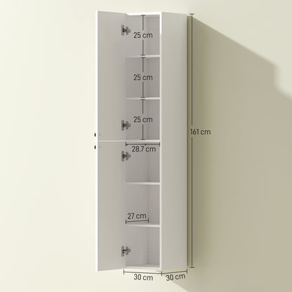 Larena Wall Mounted Slim Bathroom Storage Cabinet With Soft Close Hinges And Double Doors White