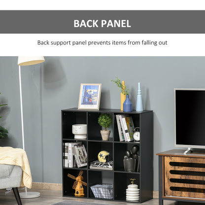 Remamo Wood Black 3 Tier 9 Cube Storage Bookcase