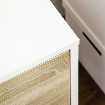 Reneba 110cm Wooden Natural TV Console With Storge Drawers For Screens Up To 50 Inches
