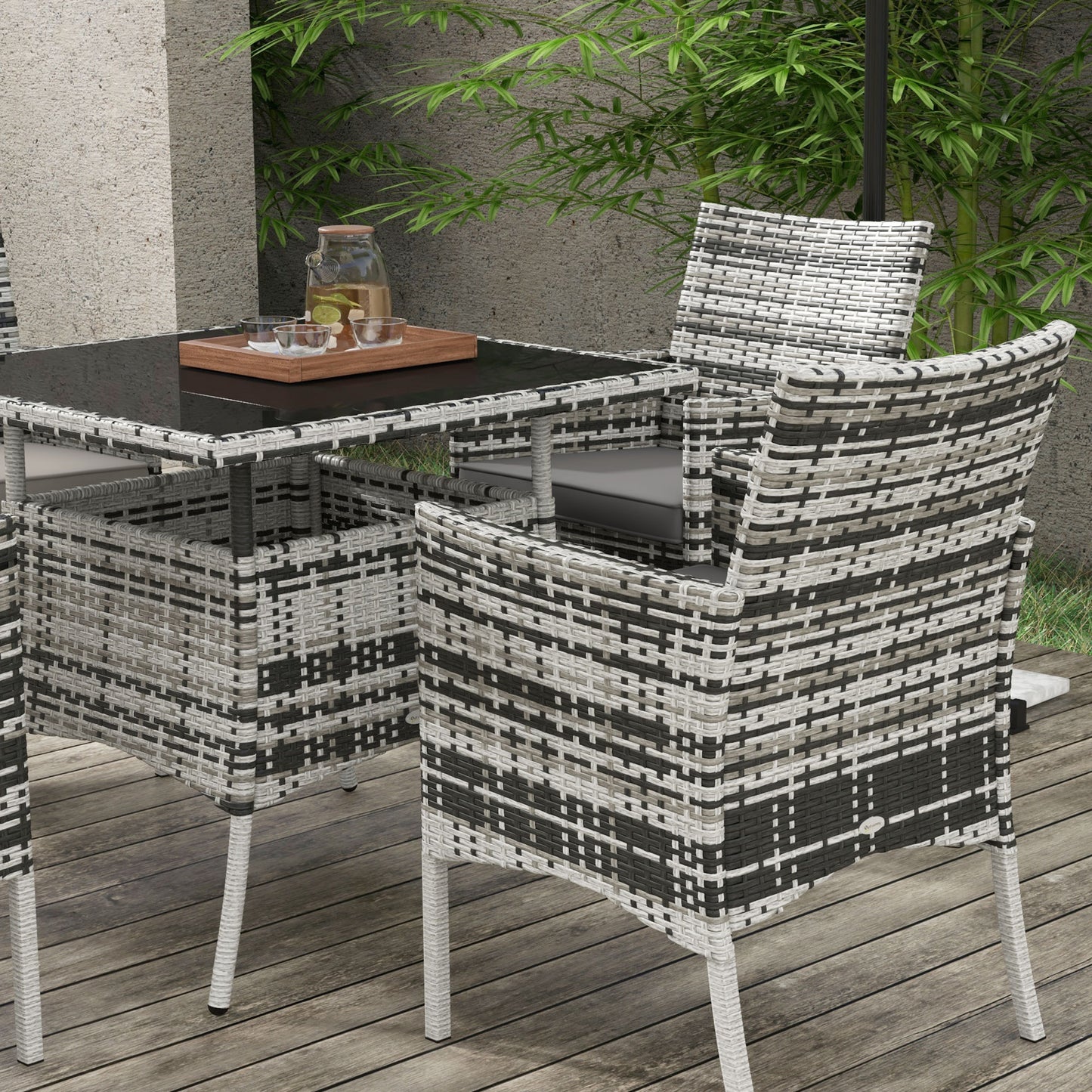 Hayosa Yoka Rattan Grey 4 Seaeter Garden Dining Set With Cushions