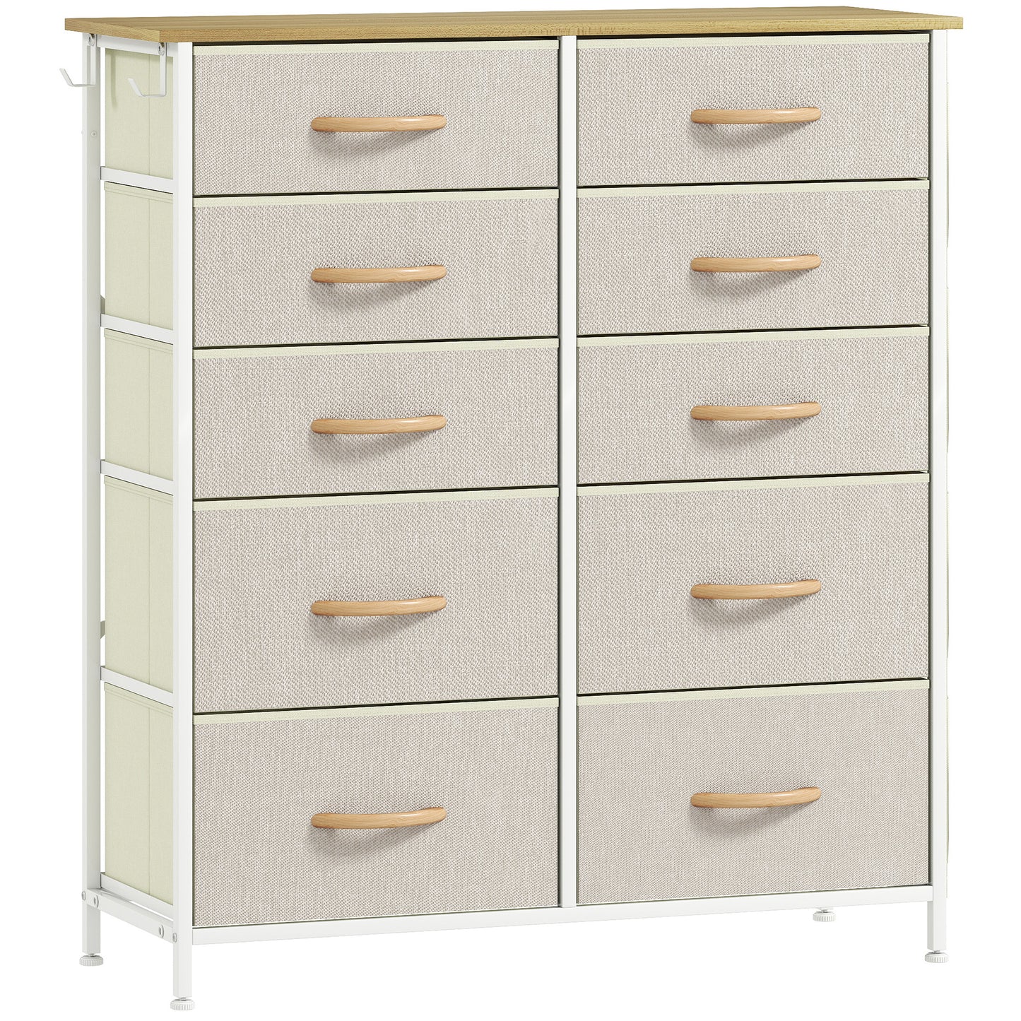 Lilu Fabric And Metal Beige 10 Drawer Storage Chest