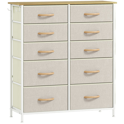 Lilu Fabric And Metal Beige 10 Drawer Storage Chest