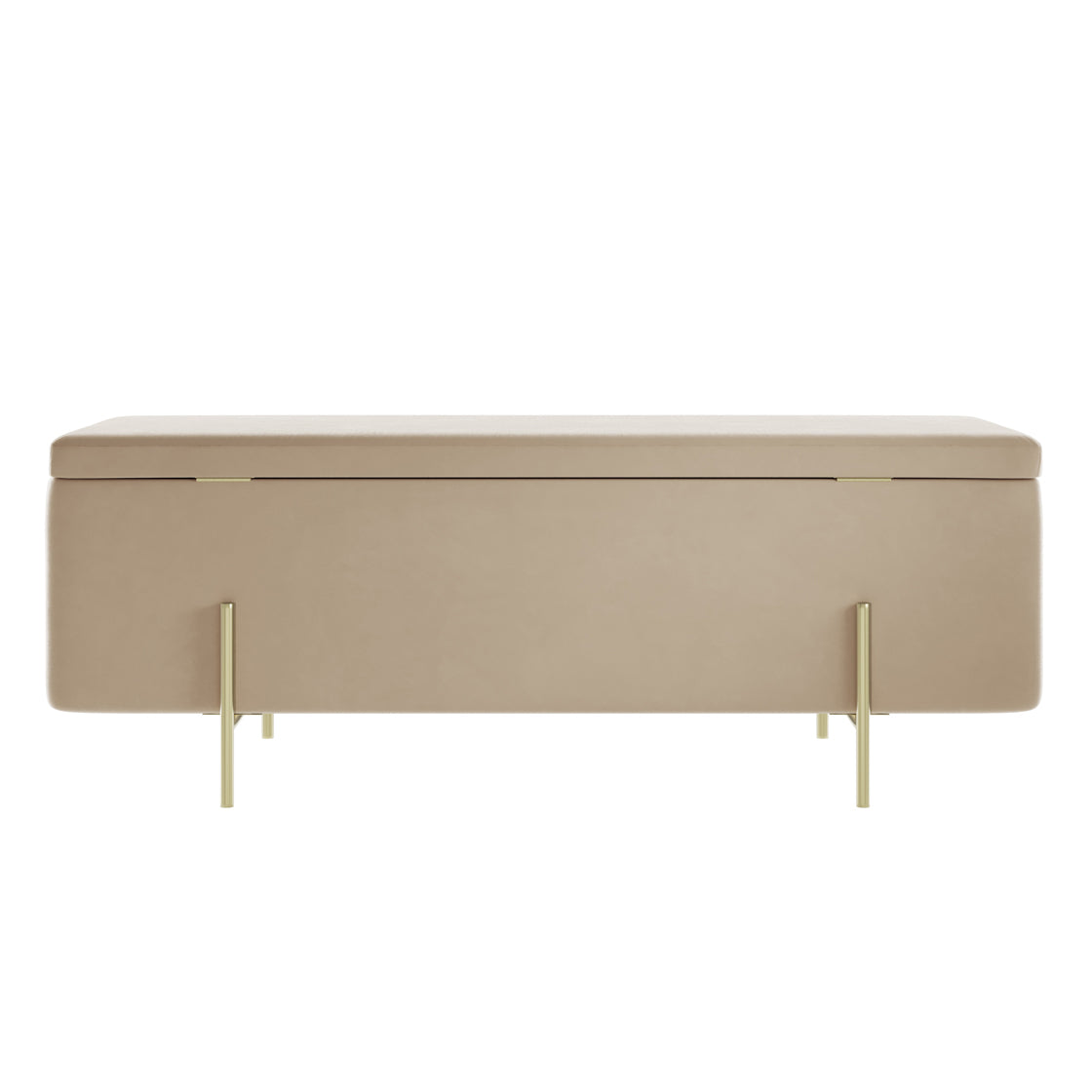 Elowen Rectangle Storage Ottoman Bench Cream Boucle Gold Metal Legs