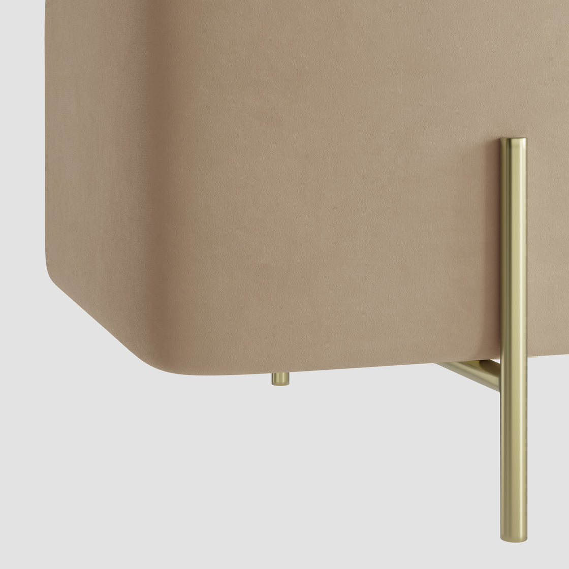 Elowen Rectangle Storage Ottoman Bench Cream Boucle Gold Metal Legs