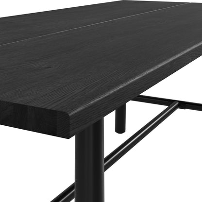 Northmere Black Grain Wood Effect and Black Metal Dining Table