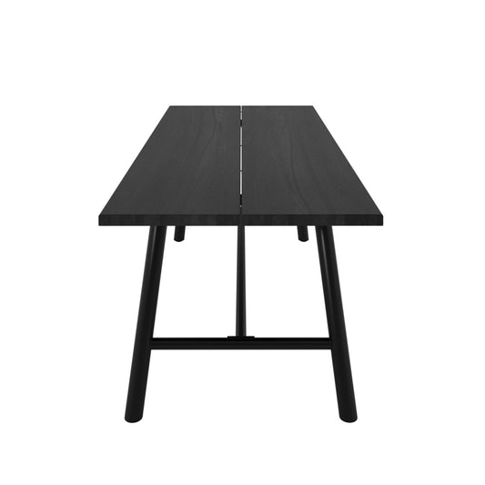 Northmere Black Grain Wood Effect and Black Metal Dining Table