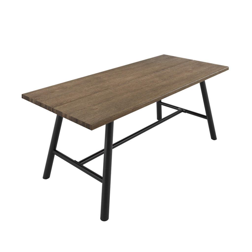 Northmere Coffee Grain Wood Effect and Black Metal Dining Table