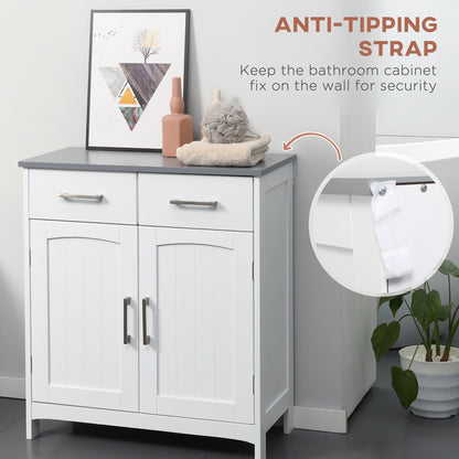 Tova White Bathroom Storage Cabinet With 2 Drawers Double Doors And Adjustable Shelves