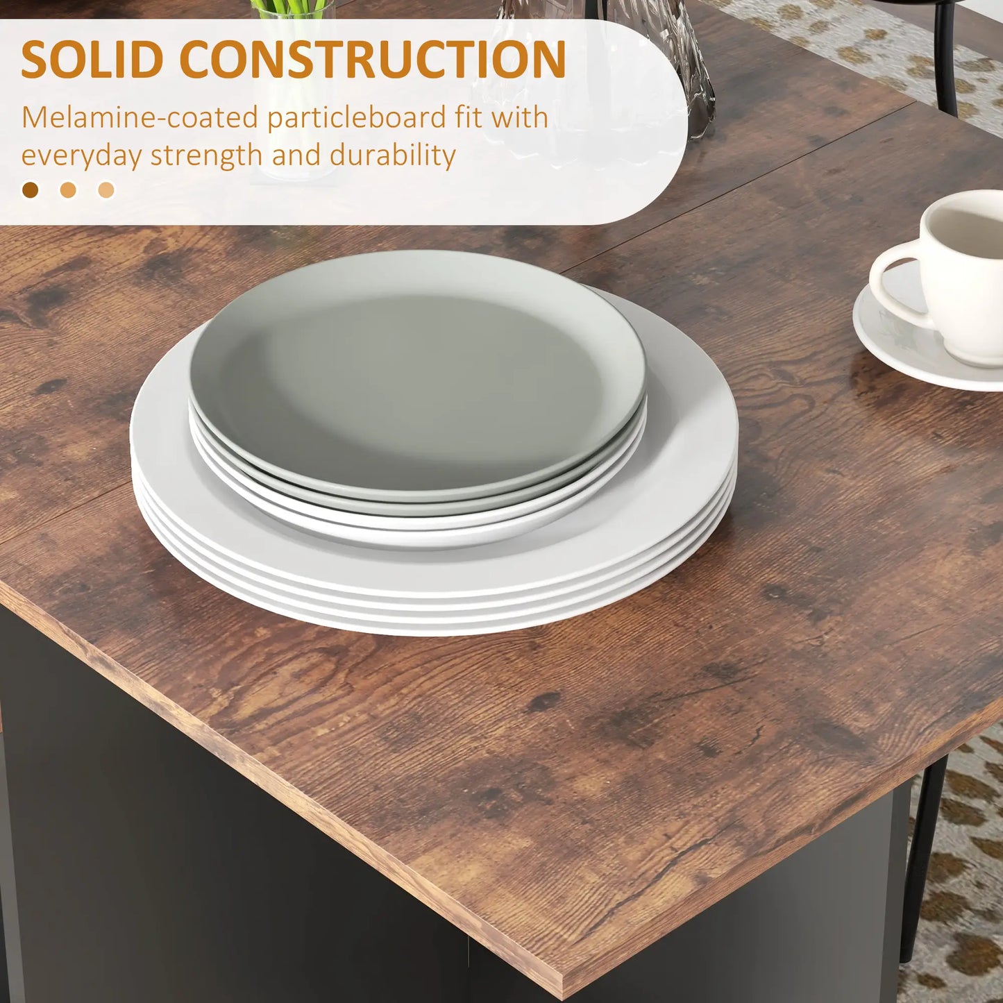 Barretti Wooden Rustic Brown Folding Drop Leaf Dining Table With Drawer And Storage Shelves