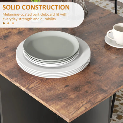 Barretti Wooden Rustic Brown Folding Drop Leaf Dining Table With Drawer And Storage Shelves