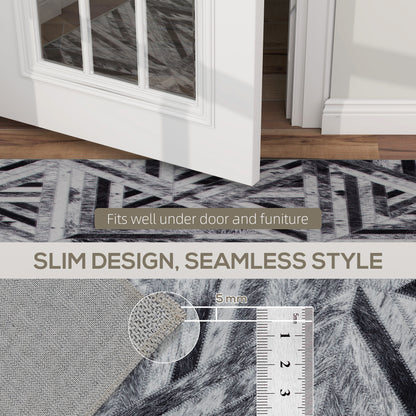 Yolura Lara Chenille Black Triangle Pattern Non Slip Washable Rug 230 x 160 cm