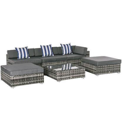 Nona Rattan Grey 8 Seater Outdoor Sofa Coffee Table Set With Cushions
