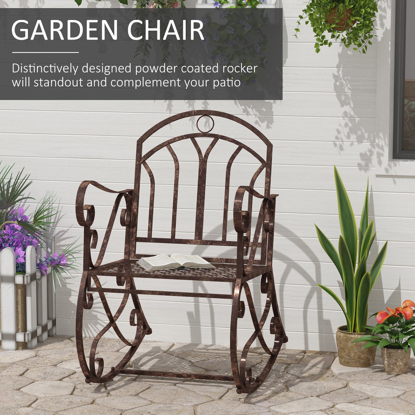 Pabasa Vintage Inspired Metal Bronze Single Outdoor Rocking Armchair