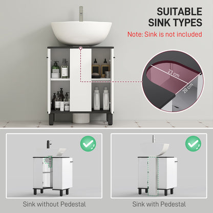Karesala High Gloss White Modern Under Sink Bathroom Storage Cabinet