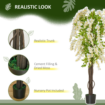 Kalone Artificial White Wisteria Style Tree Supplied In Nursery Pot