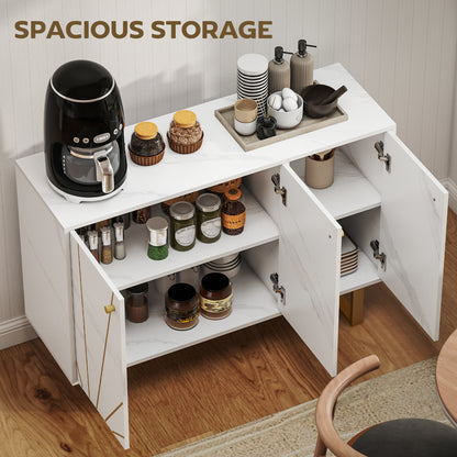 Vekeba Coso 107cm White and Gold Marble Sideboard 3 Doors 2 Shelves