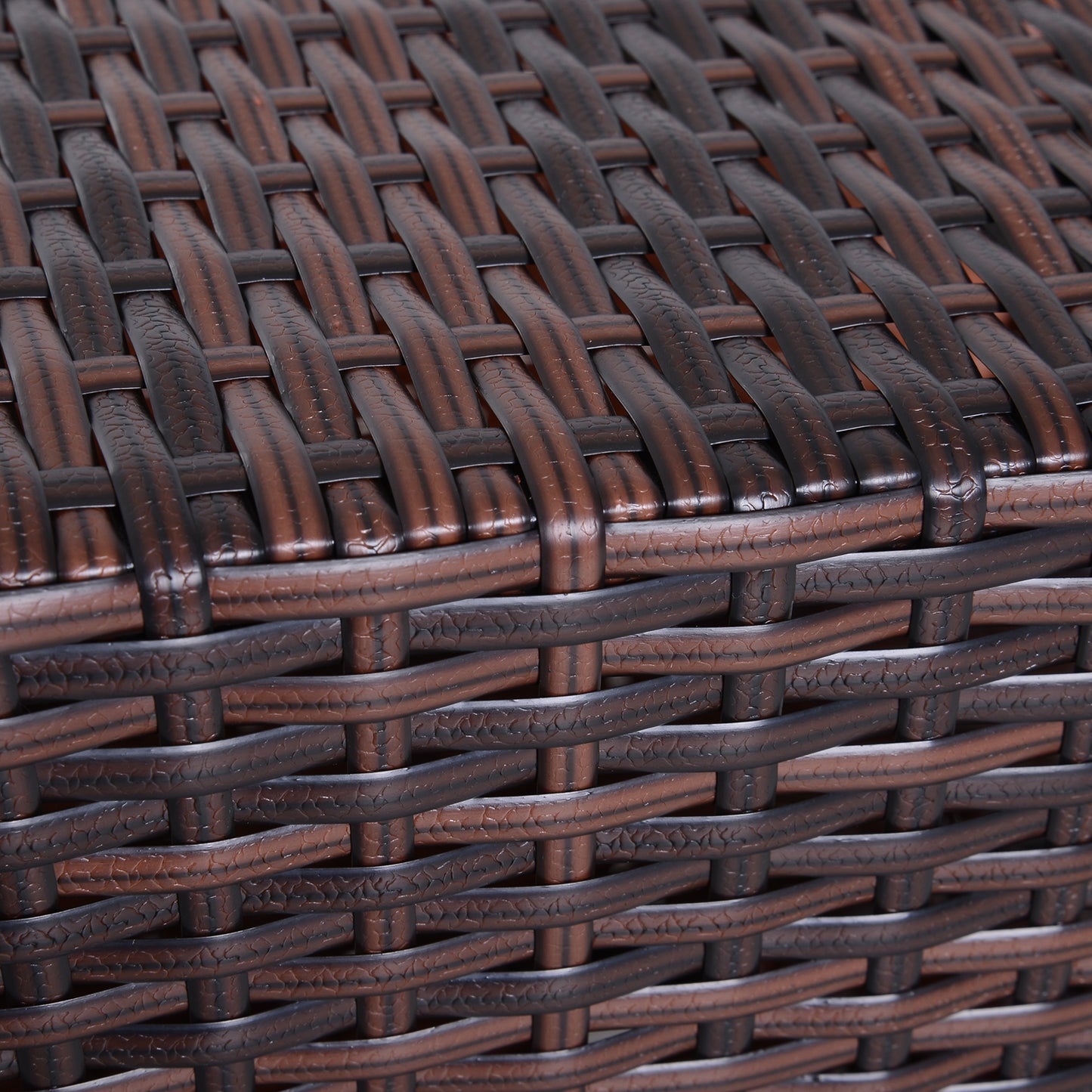 Lekavi Rattan Brown Outdoor Coffee Table With Umbrella Open And Shelf