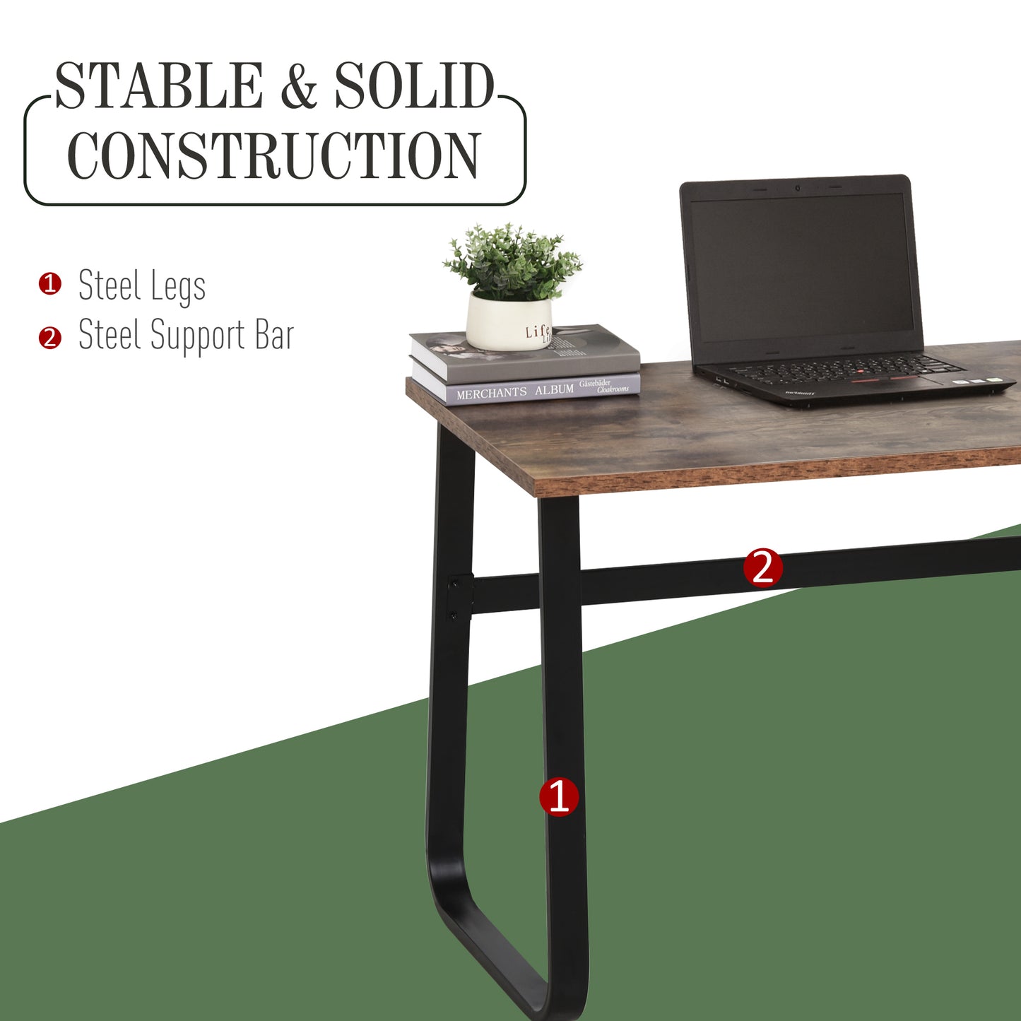 Rara 115cm Metal And Wood Rustic Brown And Black Industrial Writing Desk