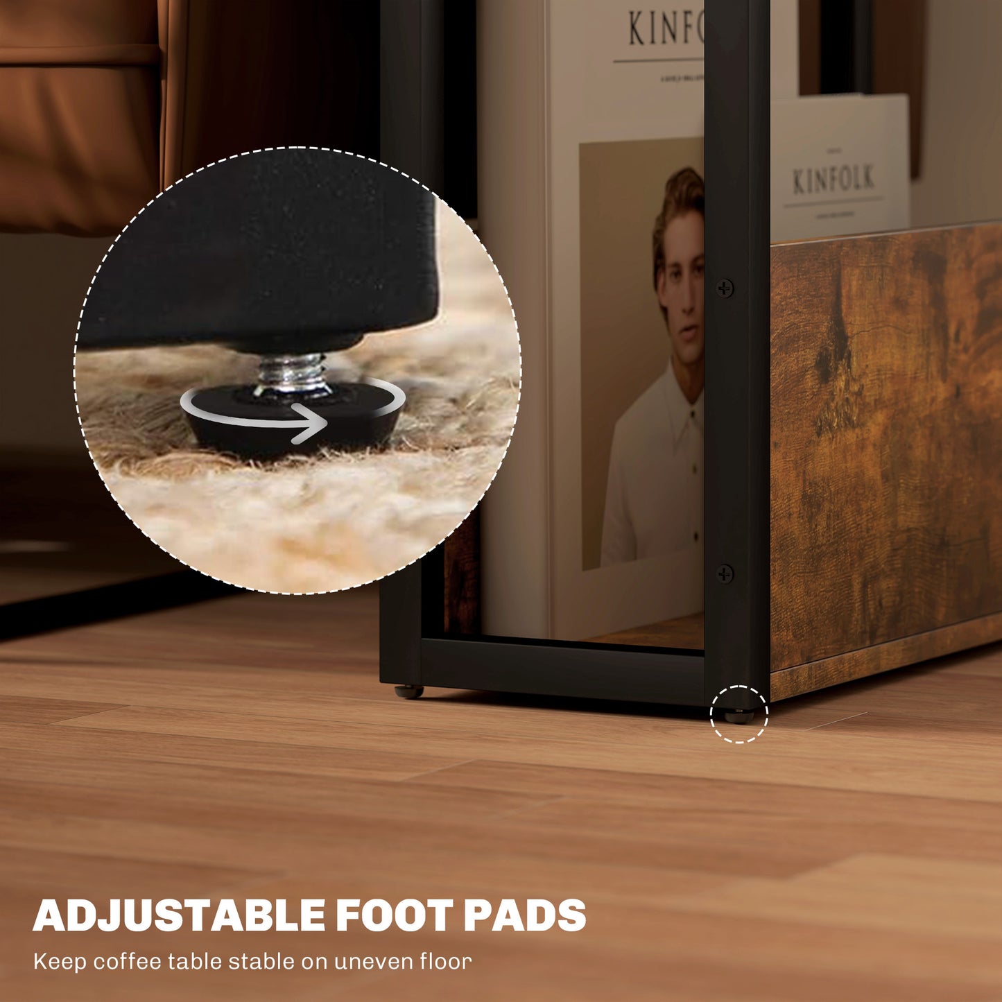 Novizi Metal And Wooden Black And Brown Industrial Style Side Table