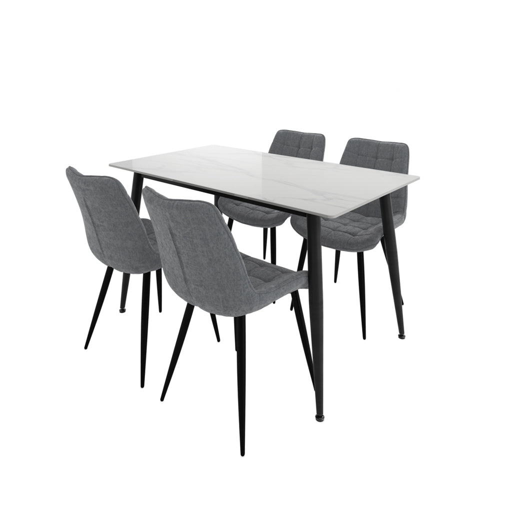 Bramblewood 4 Seater Marble Effect Dining Set Table and 4 Chairs