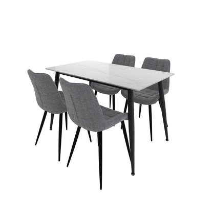 Bramblewood 4 Seater Marble Effect Dining Set Table and 4 Chairs