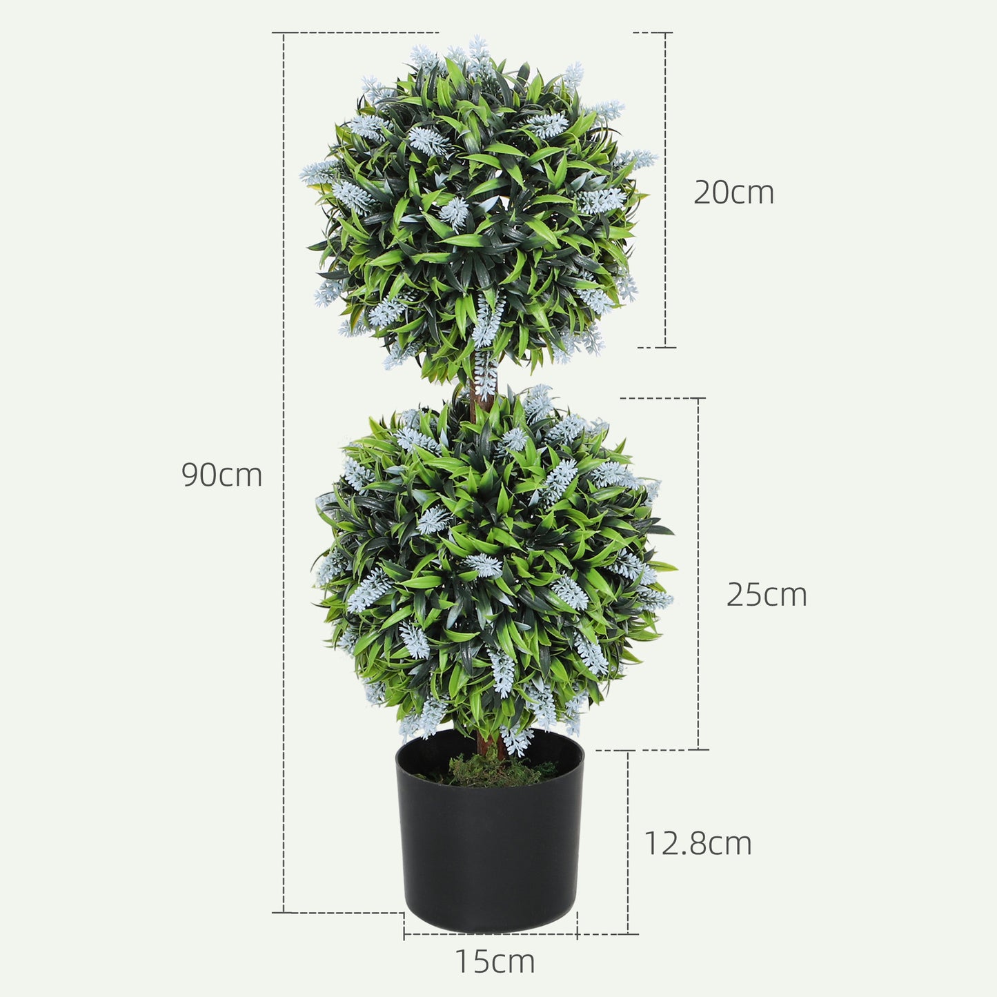 Mazifi Set Of 2 Artificial Lavender Flower Ball Trees In Pots H8 70cm Blue