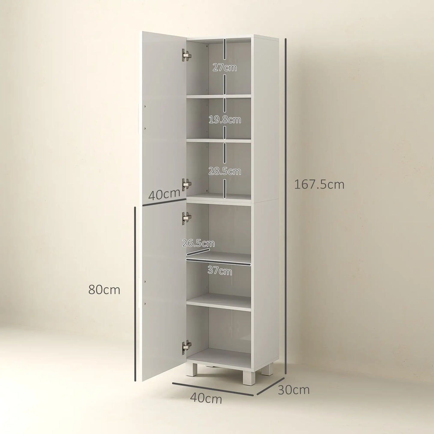 Valatti Freestanding Tall Bathroom Storage Cabinet With Adjustable Shelves And Double Doors