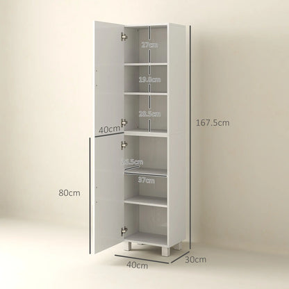 Valatti Freestanding Tall Bathroom Storage Cabinet With Adjustable Shelves And Double Doors