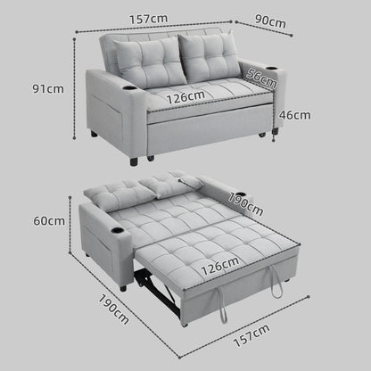 Kahani Razi Light Grey Upholstered 2 Seater Pull Out Sofa Bed