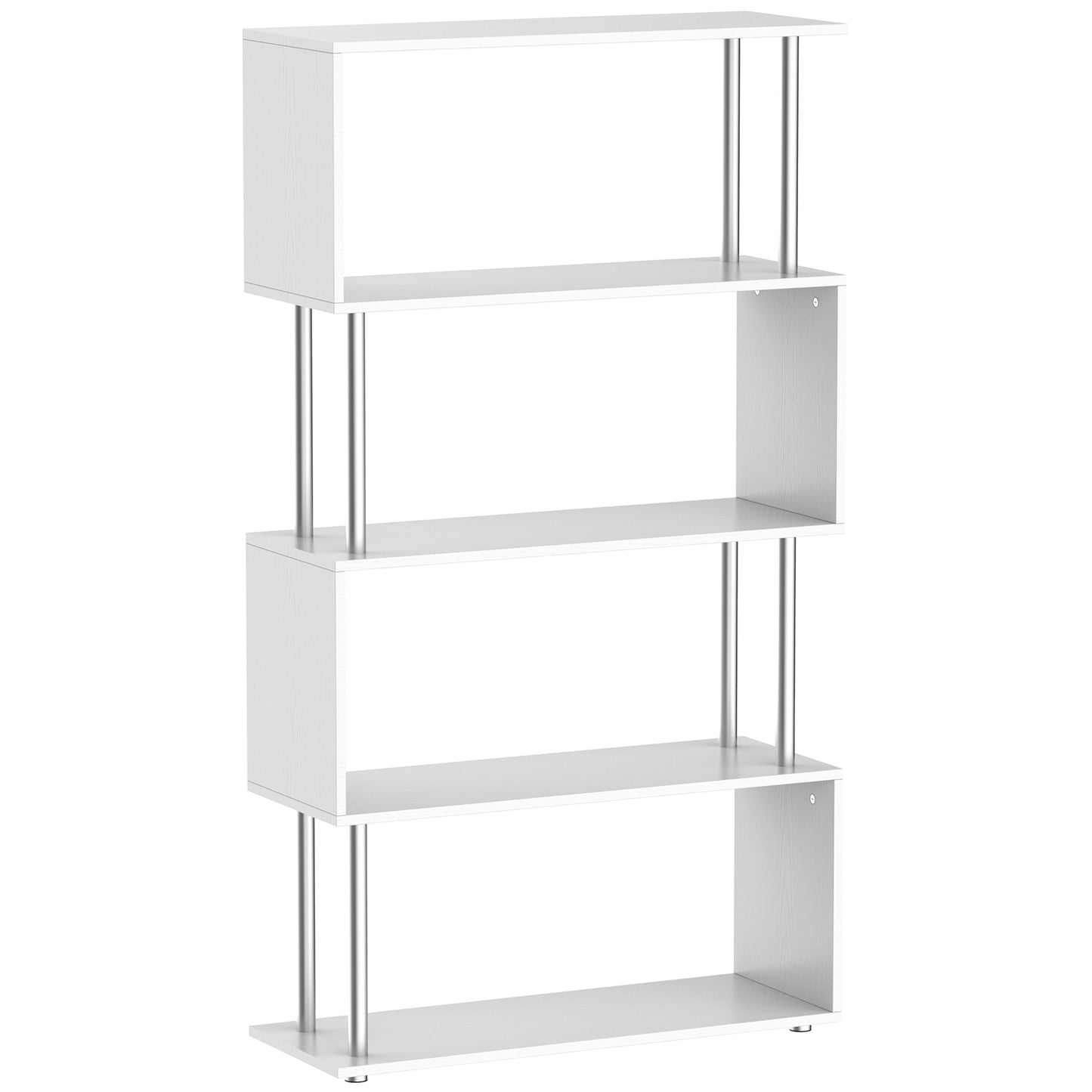 Fini Wood White 5 Tier S ShaFauxd Freestanding Bookcase 80 x 30 x 145 cm