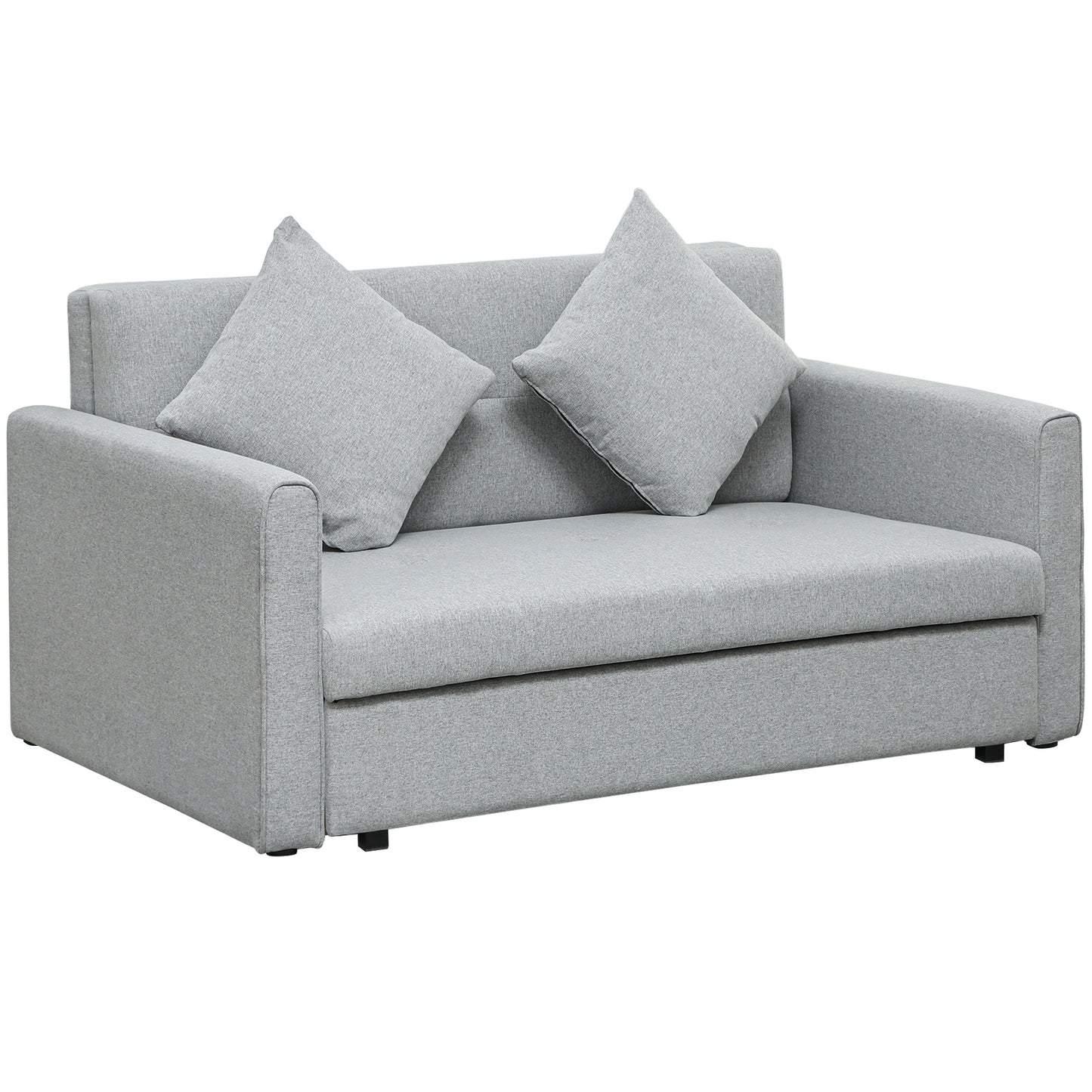 Tasa Fabric Light Grey 2 Seater Pull Out Sofa Bed With Storage And Cushions