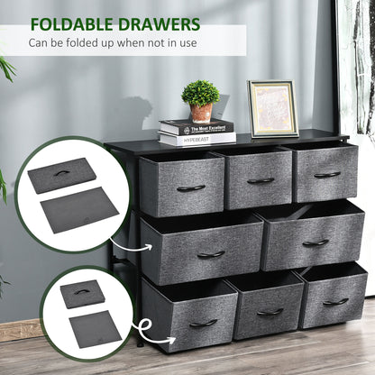 Vazimo Fabric And Metal Dark Grey 8 Drawer Foldable Storage Chest