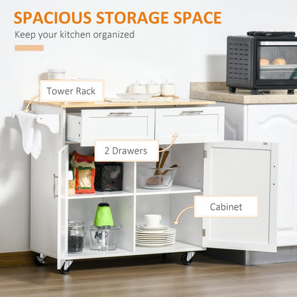 Nopaso Wooden White Kitchen Island With Drawers And Cupboards