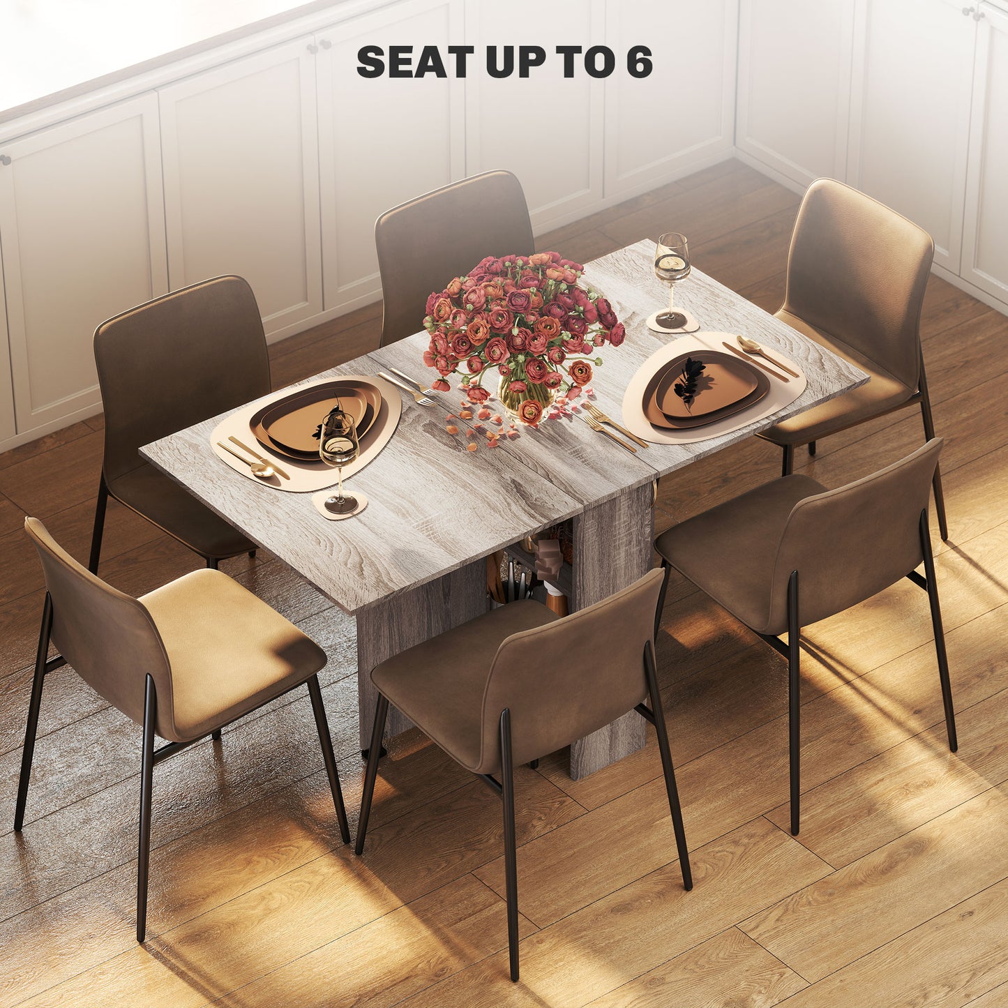 Tonana Tane Wooden Grey Ex10dable Drop Leaf Dining Table Seating 4 To 6 With Storage