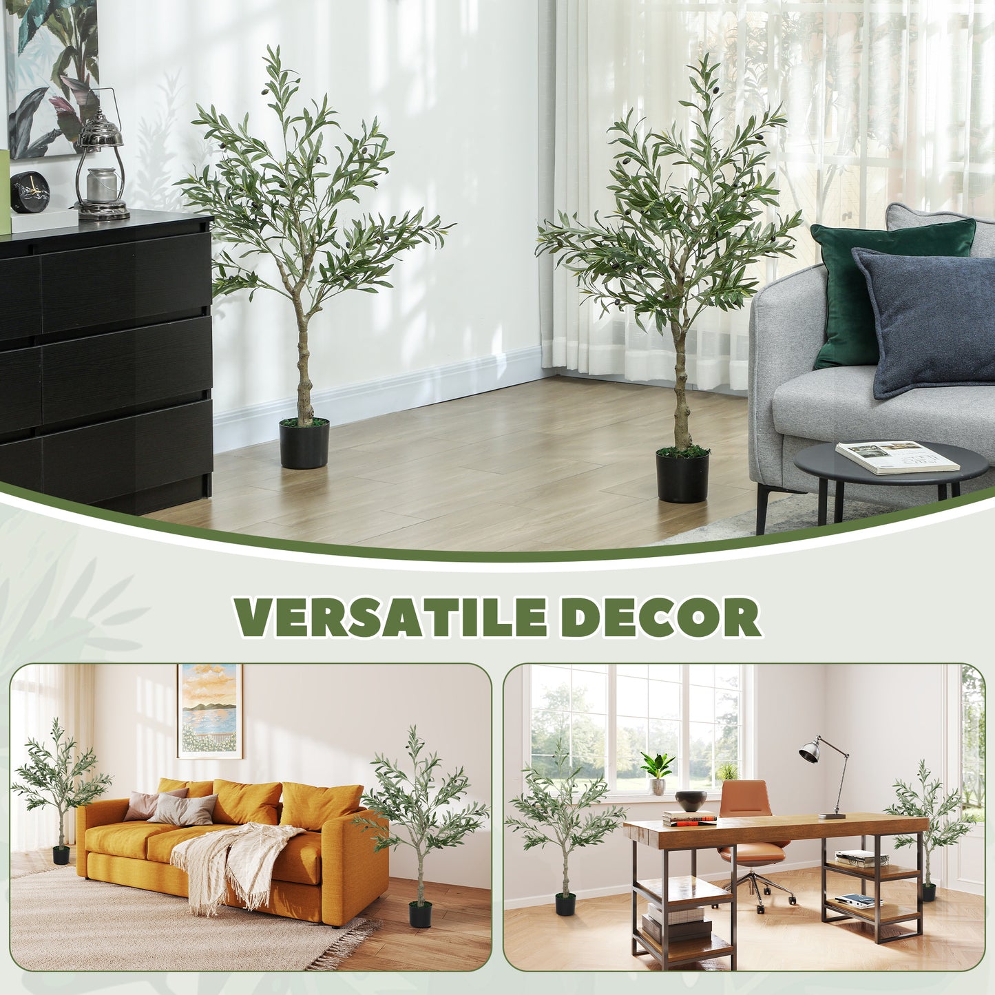 Vakese Pair Of Artificial Olive Style Trees With Silk Leaf Finish