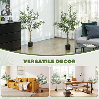 Vakese Pair Of Artificial Olive Style Trees With Silk Leaf Finish
