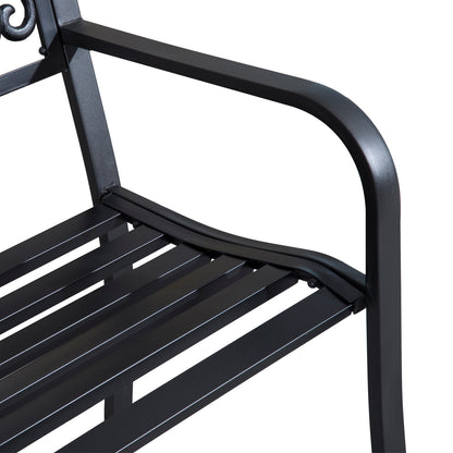 Saradi Taro Steel Black 2 Seater Outdoor Garden Bench