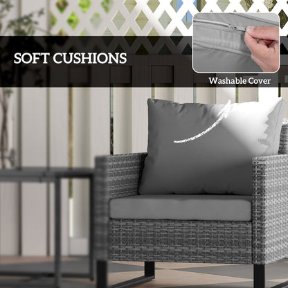 Dobaso Rattan Grey 3 Piece Bistro Set with Glass Coffee Table