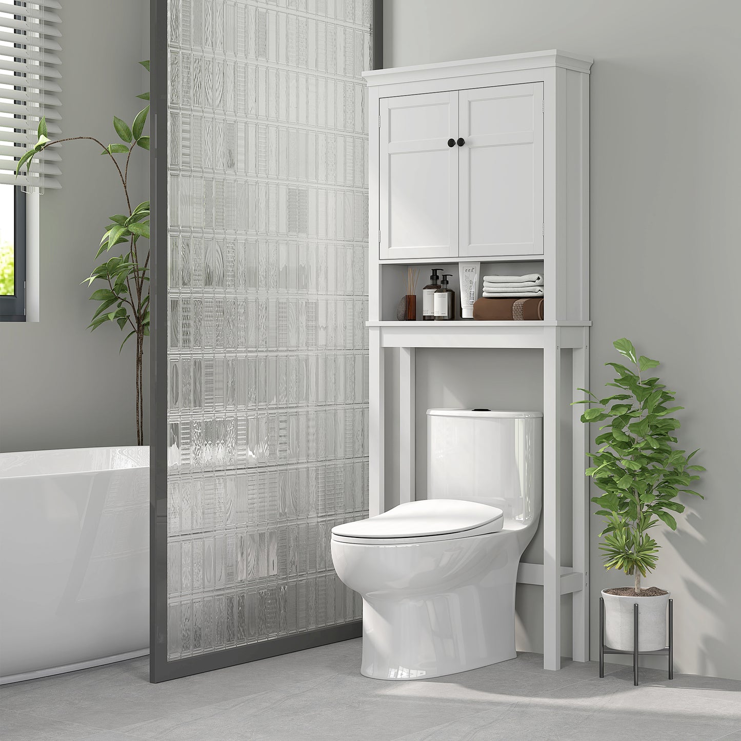 Nivele Over Toilet And Appliance Storage Cabinet In White