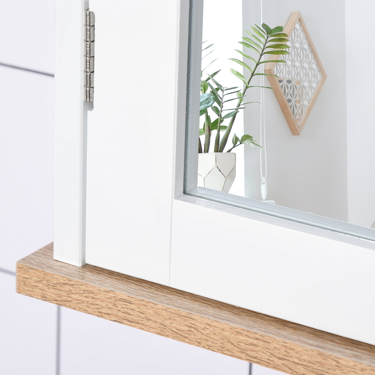 Lumo Bathroom Furniture Set With Wall Mirror Cabinet And Sink Storage White And Wood Grain