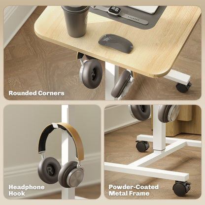 Noyoti White And Wood Effect Adjustable Laptop Stand Desk