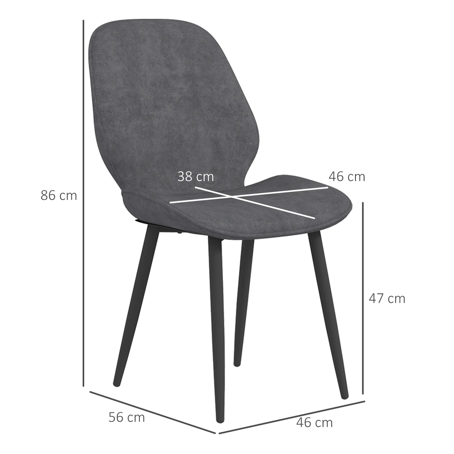 Lelori Velvet Grey Dining Chairs Set Of 2 With Metal Legs