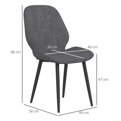 Lelori Velvet Grey Dining Chairs Set Of 2 With Metal Legs