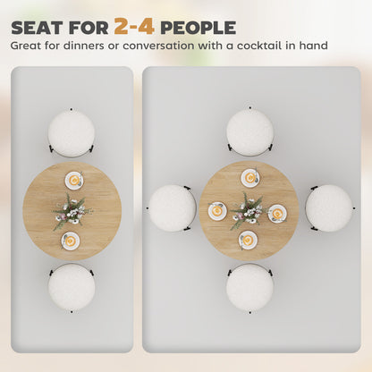 Mihafi Metal And Wood White Oak Finish Industrial Round Dining Table 80cm