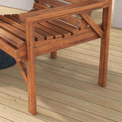 Topa Tan Brown Wood Garden Bistro Set Love Seat With Integrated Coffee Table And Parasol Hole